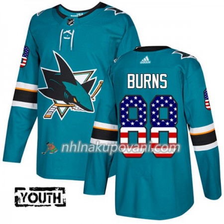 San Jose Sharks Dresy Brent Burns 88 2017-2018 USA Flag Fashion Teal Adidas Authentic - Dětské San Jose Sharks Dresy Brent Burns 88 2017-2018 USA Flag Fashion Teal Adidas Authentic - Dětské